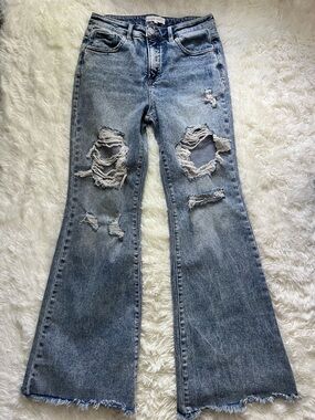 Risen Jeans Distressed Flared Bell Bottom Jeans